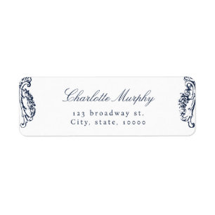 Navy Vintage Classic Script return address