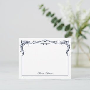 Navy Vintage Classy Script Personalised Stationery Card