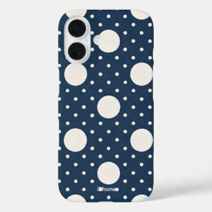 Navy Vintage Dots iPhone 16 Case