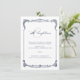 Navy Vintage Frame Classic Script Reception Card