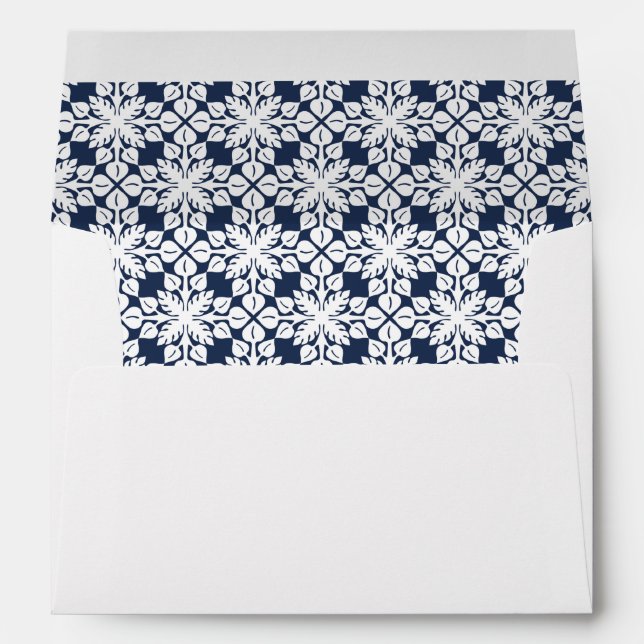 Navy Vintage Pineapple w/ Patterned Lining Envelopes (Back (Bottom))
