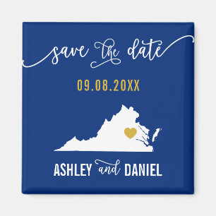 Navy Virginia Wedding Save the Date Map Magnet