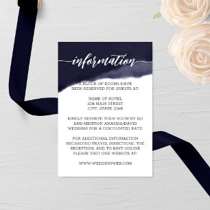 Navy Watercolor Brush Stroke Wedding Enclosure Card