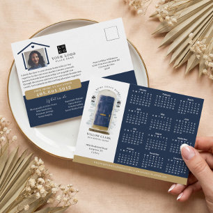 Navy Watercolor Door Real Estate Calendar 2024 Postcard