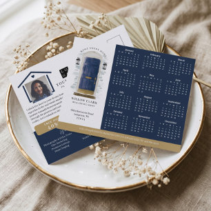 Navy Watercolor Door Real Estate Calendar 2024 Postcard