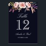 Navy Watercolor Floral Wedding Table Number Cards<br><div class="desc">Matching Wedding collection in our Little Bayleigh Store! Design courtesy of: https://www.etsy.com/shop/SmallHouseBigPony</div>