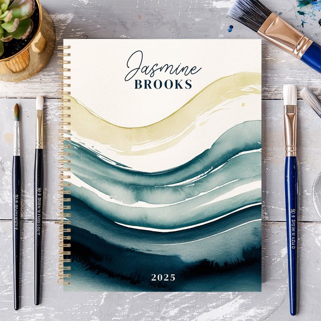 Navy Watercolor Flow 2025 Custom Name Planner (Creator Uploaded)