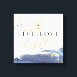Navy Watercolor Gold Menorah Hanukkah Artwork Canvas Print<br><div class="desc">This Hanukkah canvas features a navy watercolor smudge,  gold foil splashes and a golden menorah with the saying "live,  love light". It makes the perfect decor piece during your Hanukkah festivities.</div>