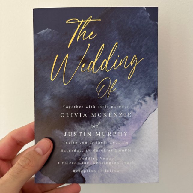 Navy Watercolor Modern Wedding Gold (Creator Uploaded)