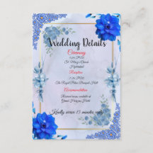 Navy Watercolor Wedding Details Insert 