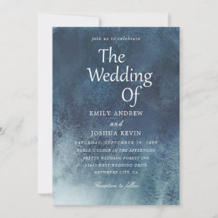 Navy watercolor wedding invitations