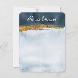 Navy Watercolor with Gold Card