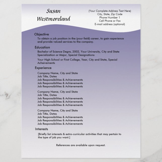 Navy Wave Custom Resume Template (Front)