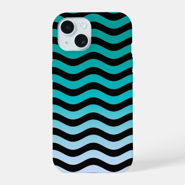 Navy Wavy Stripes Nautical Pattern iPhone 15 Case (Back)