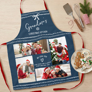 Navy We Love You Grandma Hand Drawn Doodles Photo Apron