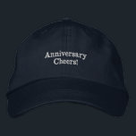 Navy Wedding "Anniversary Cheers!" Adjustable Hat<br><div class="desc">This navy-coloured cotton cap is designed with "Anniversary cheers!" text, making it perfect for celebrating a special occasion. The cap features high-quality embroidery, ensuring the text stands out beautifully. It’s adjustable, allowing a comfortable fit for all sizes, and crafted from soft, durable cotton for lasting wear. Ideal as a personalised...</div>