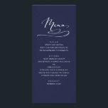 Navy wedding dinner menu. Modern simple blue Rack Card<br><div class="desc">Modern navy wedding menu. Suitable for birthday,  anniversary and any other party. Contact me,  please,  if you need additional items.</div>