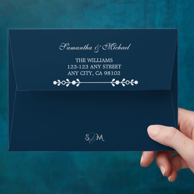 Navy Wedding Envelope (Hand)