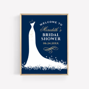 Navy Wedding Gown Wedding Bridal Shower Welcome Poster