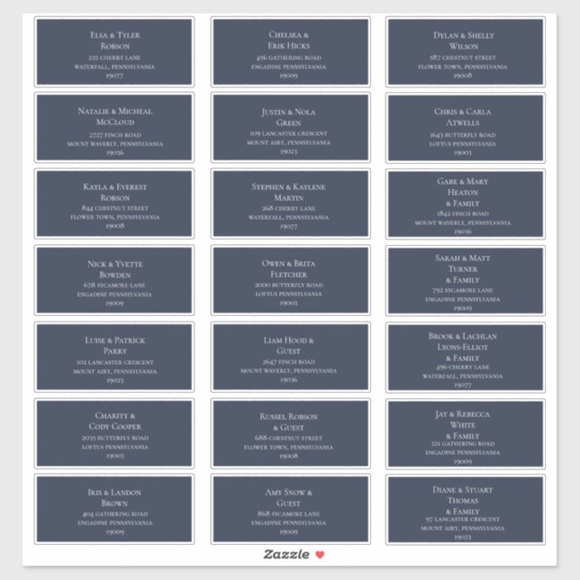 Navy Wedding Guest Address Labels (Sheet)
