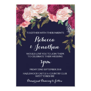 navy and pink wedding invitations zazzle co uk