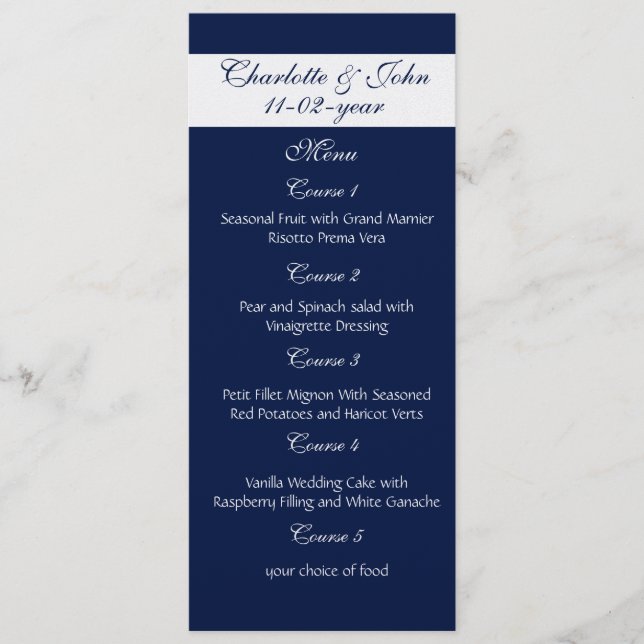 navy wedding menu (Front)