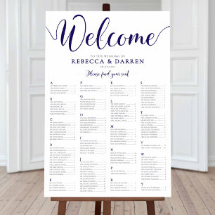 Navy Wedding Seating Chart Alphabetical Table Plan
