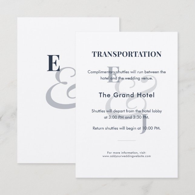Navy Wedding Shuttle Details Enclosure Card (Front/Back)