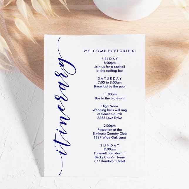 Navy Wedding Welcome Itinerary & Information Card (Creator Uploaded)