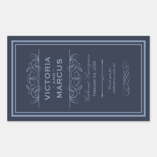 Navy Wedding Wine Bottle Monogram Favour Labels