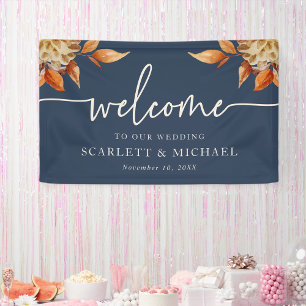 Navy Welcome Wedding Banner