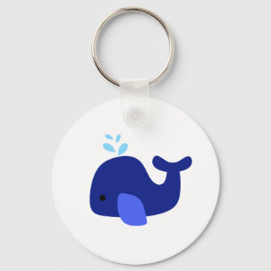 Navy Whale Key Ring