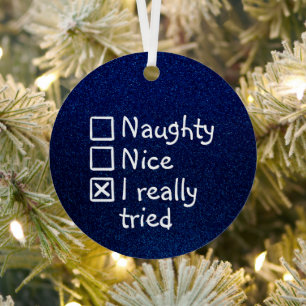 Navy "What's the third option?" Metal Tree Decoration