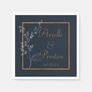 Navy, White and Gold Minimalist Paper Napkin