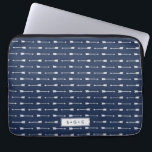 Navy & White Arrows Pattern Monogram Laptop Sleeve<br><div class="desc">Design features a white arrow pattern on a classic navy blue background. Personalise with a name,  monogram,  or text of your choice,  or simply delete the text field and white box to leave blank. Tons of coordinating accessories available in our shop!</div>