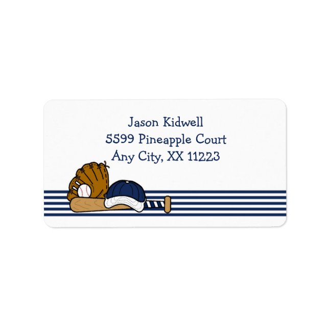 Navy White Baseball team equipment Label (Front)