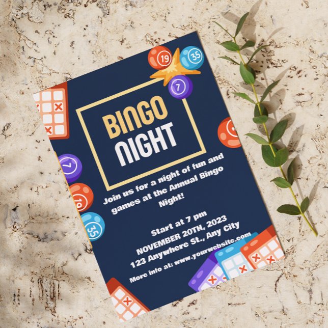 Navy White Bingo Night Party Invitation (Creator Uploaded)