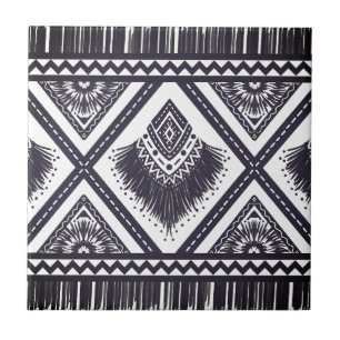 Navy White Boho Pattern Tile
