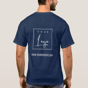 Navy White Business Add Your Logo Name Website T-Shirt