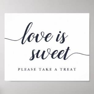 Navy & White Calligraphy Wedding Dessert Bar Sign