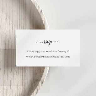 Navy & White Calligraphy Wedding Website RSVP Enclosure Card