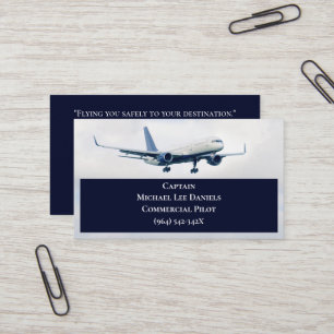 Navy White Commercial  Aeroplane Captain Pilot  Business Card