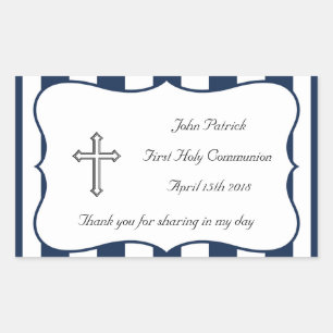 Navy & White Communion Sticker