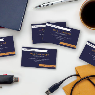 Navy White & Copper Guidon Pennant Any Profession Business Card