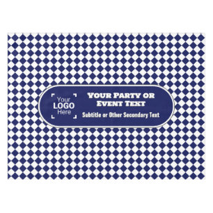 Navy & White Diamond - Custom Logo Business Event  Tablecloth