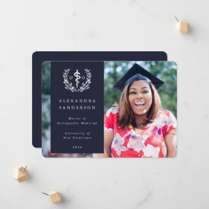 Navy+White Doctor of Osteopathic Medicine Photo Announcement