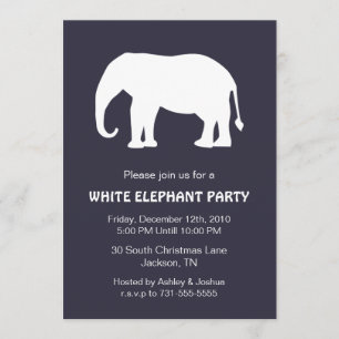 Navy White Elephant Holiday Party Invites