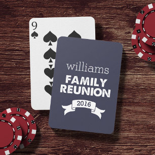 Navy & White Family Reunion Playing Cards