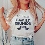 Navy & White Family Reunion T-Shirt<br><div class="desc">Add some style to your family reunion with these custom tees. Design features deep midnight blue text on a white background. Personalise with your family name and reunion year.</div>