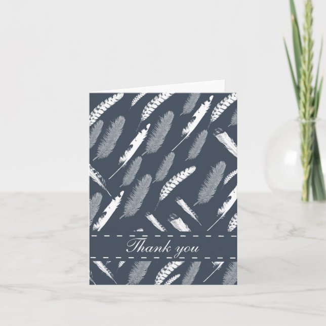 Navy White Feathers Thank you (Front)